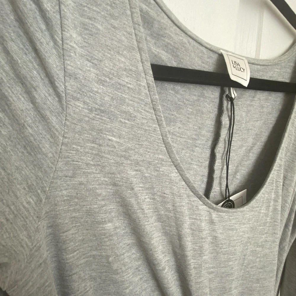 Soft Lisa & Lucy Womens Knit Calf Midi Dress Heather Gray L HighLow Tie Front - Picture 6 of 6